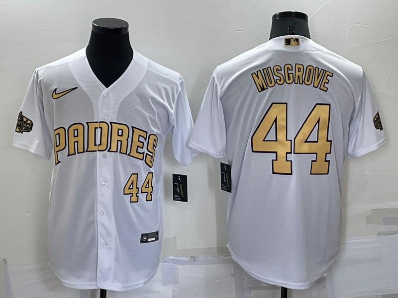Men's San Diego Padres #44 Joe Musgrove 2022 All-Star White Cool Base Stitched Baseball Jersey